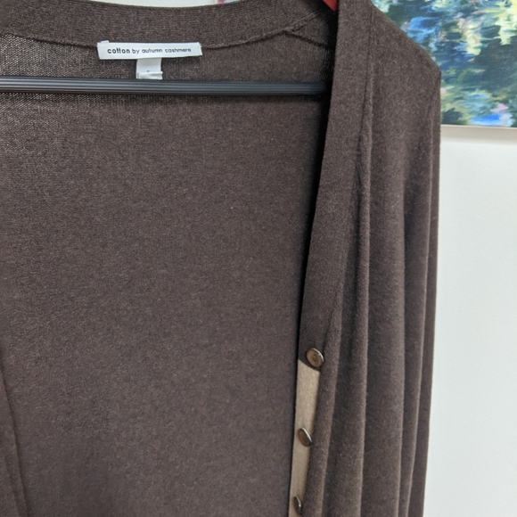 Cotton by Autumn Cashmere Long Brown Sweater Cardigan - Picture 2 of 14